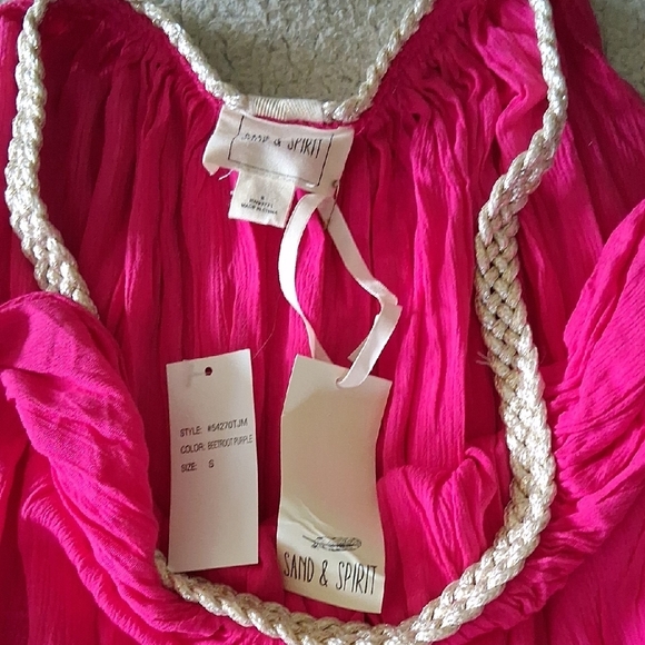 New Sand & Spirit Fuchsia Dress with Braided Neckline - Picture 2 of 5